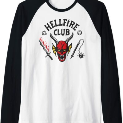 Stranger Things 4 Hellfire Club Logo Raglan Baseball Tee